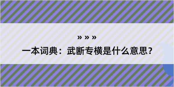 一本词典：武断专横是什么意思？