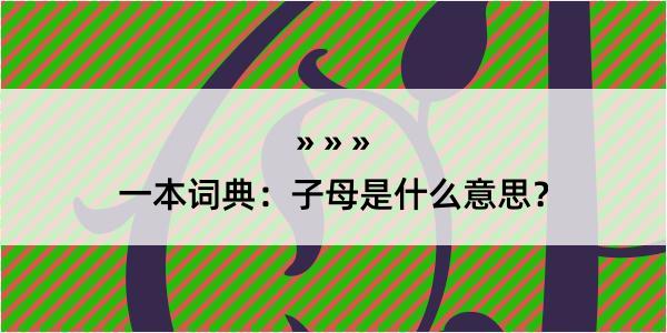 一本词典：子母是什么意思？