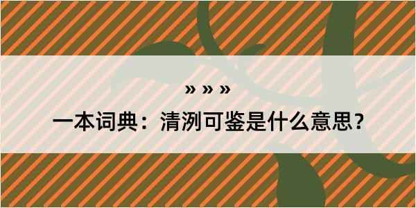 一本词典：清洌可鉴是什么意思？