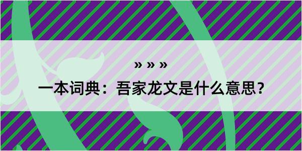 一本词典：吾家龙文是什么意思？