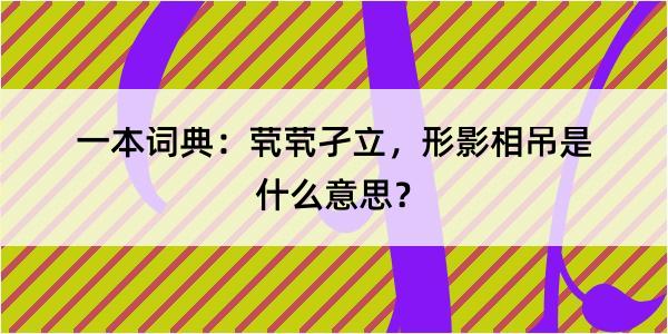 一本词典：茕茕孑立，形影相吊是什么意思？