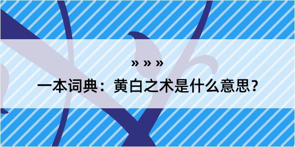 一本词典：黄白之术是什么意思？