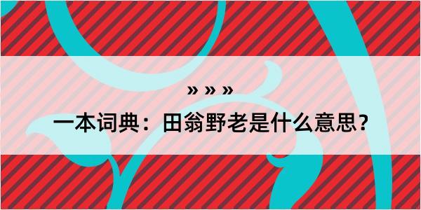 一本词典：田翁野老是什么意思？