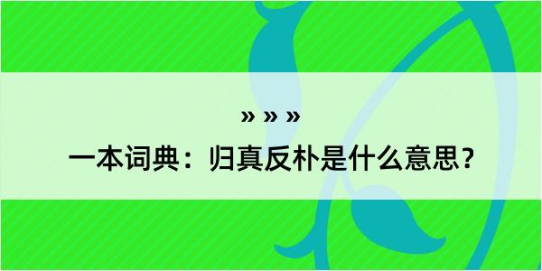 一本词典：归真反朴是什么意思？