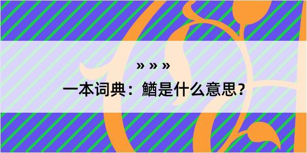 一本词典：鰌是什么意思？