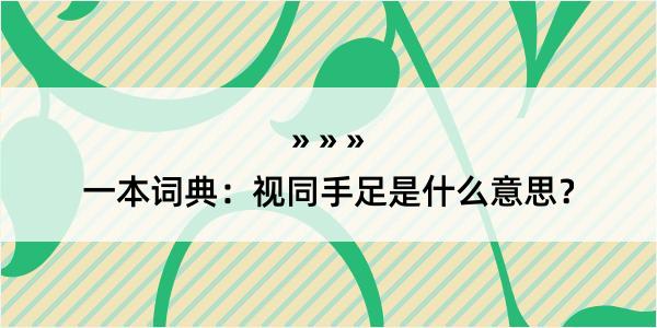 一本词典：视同手足是什么意思？