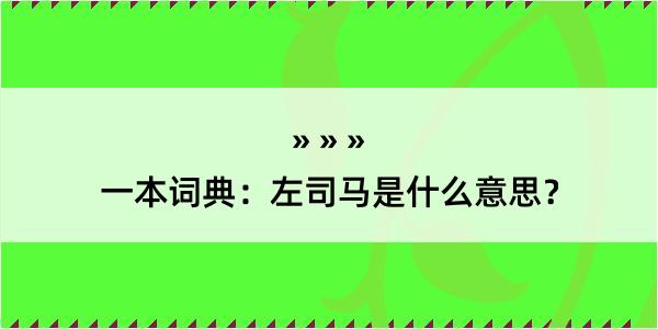 一本词典：左司马是什么意思？