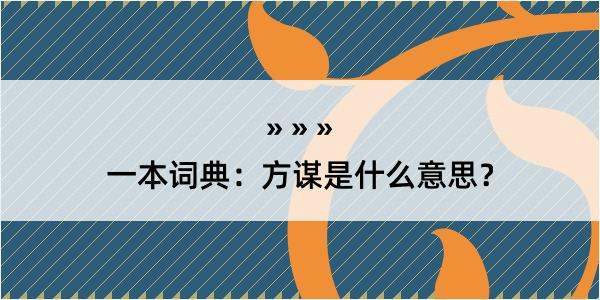 一本词典：方谋是什么意思？