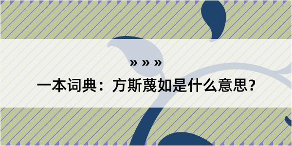 一本词典：方斯蔑如是什么意思？