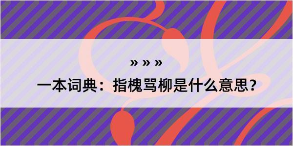 一本词典：指槐骂柳是什么意思？