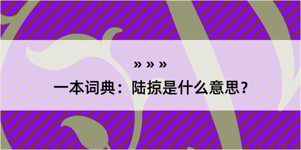 一本词典：陆掠是什么意思？