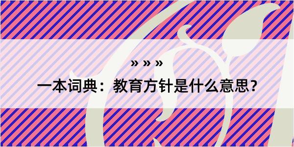 一本词典：教育方针是什么意思？