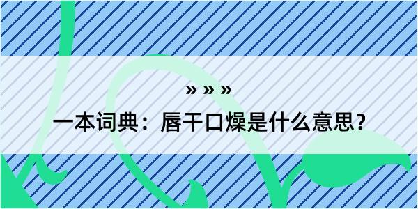 一本词典：唇干口燥是什么意思？