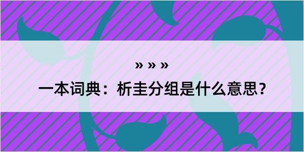 一本词典：析圭分组是什么意思？