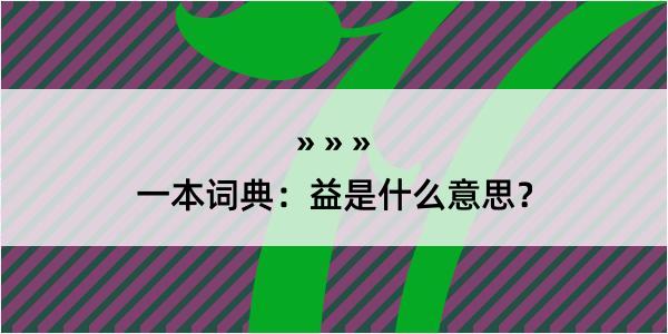 一本词典：益是什么意思？