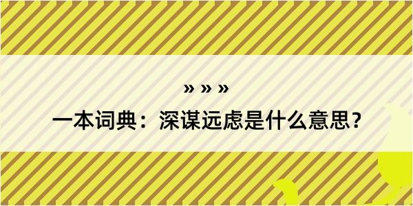 一本词典：深谋远虑是什么意思？