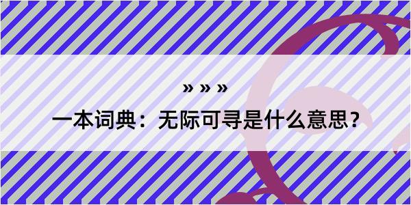 一本词典：无际可寻是什么意思？