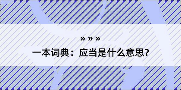 一本词典：应当是什么意思？