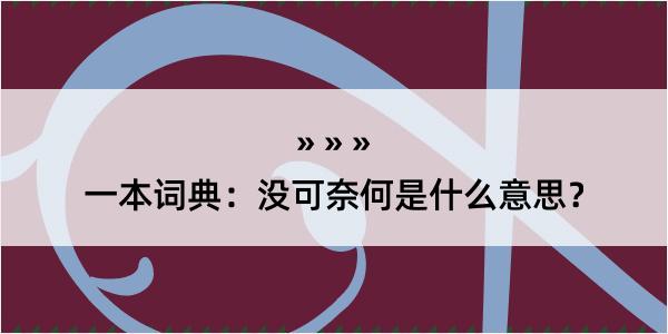 一本词典：没可奈何是什么意思？