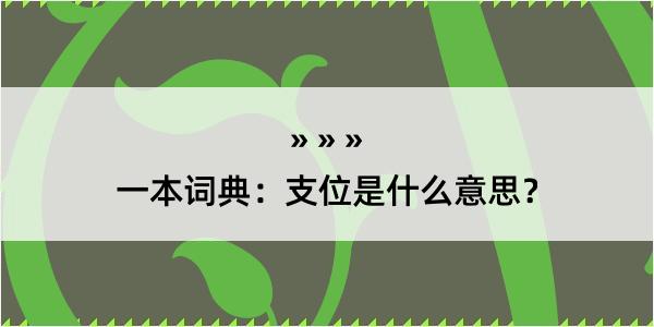 一本词典：支位是什么意思？