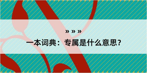 一本词典：专属是什么意思？