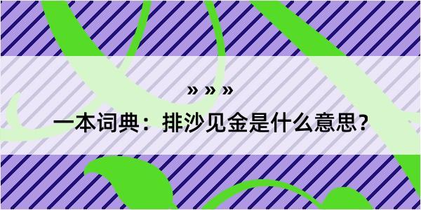 一本词典：排沙见金是什么意思？