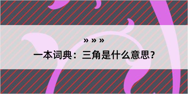 一本词典：三角是什么意思？