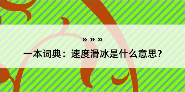 一本词典：速度滑冰是什么意思？