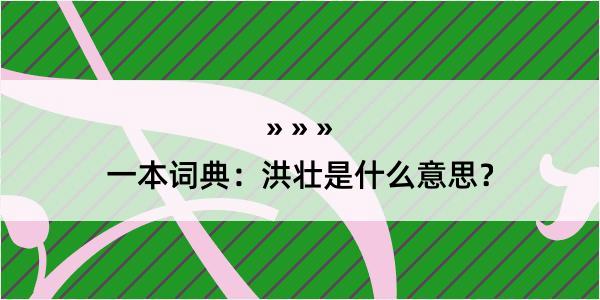 一本词典：洪壮是什么意思？