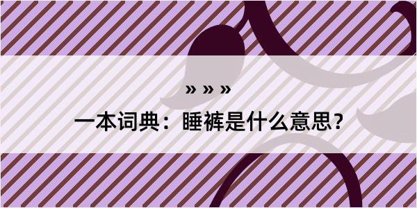 一本词典：睡裤是什么意思？