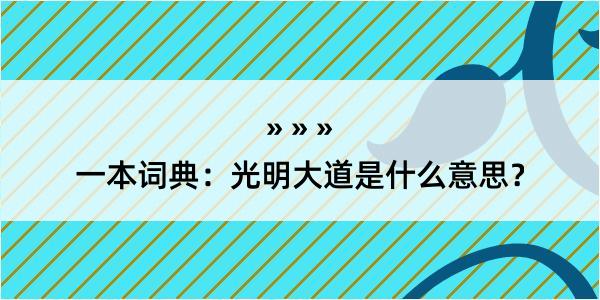 一本词典：光明大道是什么意思？