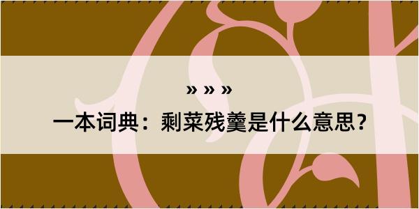 一本词典：剩菜残羹是什么意思？