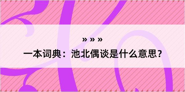 一本词典：池北偶谈是什么意思？