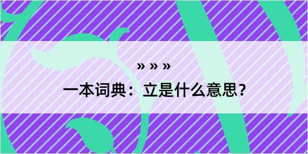 一本词典：立是什么意思？