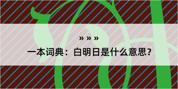 一本词典：白明日是什么意思？