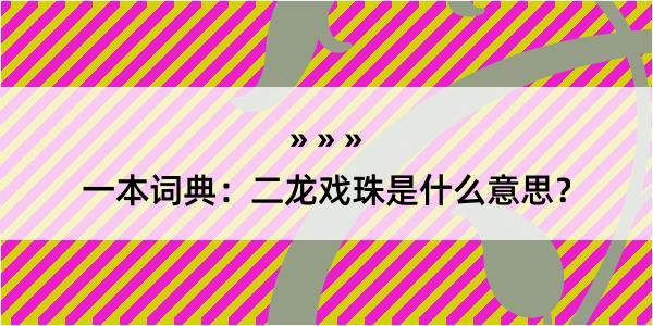 一本词典：二龙戏珠是什么意思？