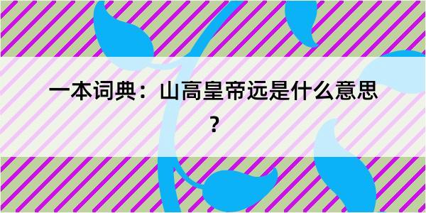 一本词典：山高皇帝远是什么意思？