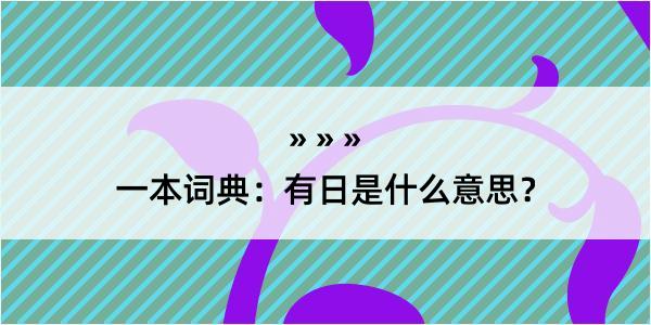 一本词典：有日是什么意思？