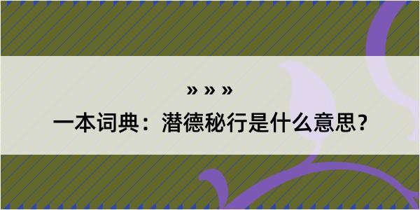 一本词典：潜德秘行是什么意思？