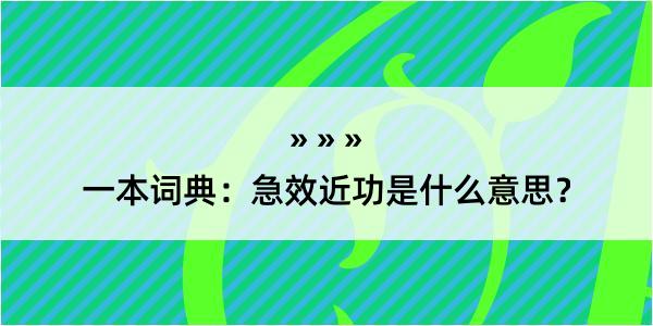 一本词典：急效近功是什么意思？