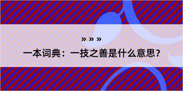 一本词典：一技之善是什么意思？