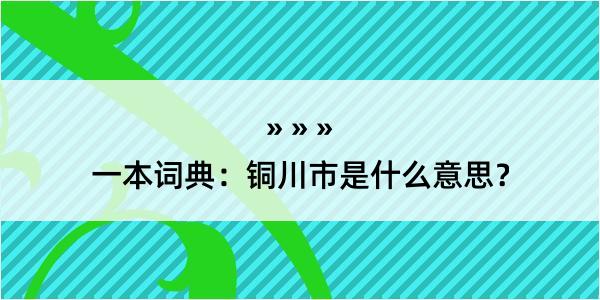 一本词典：铜川市是什么意思？