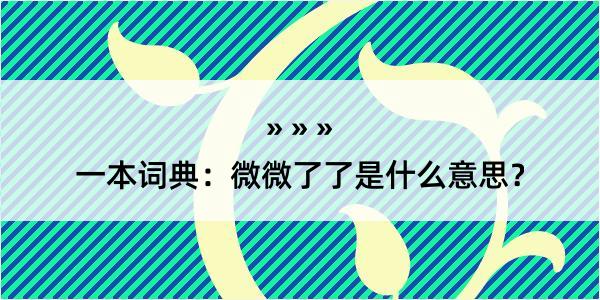 一本词典：微微了了是什么意思？