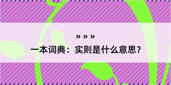 一本词典：实则是什么意思？