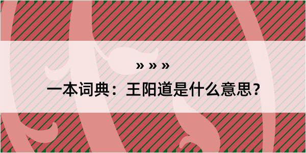 一本词典：王阳道是什么意思？