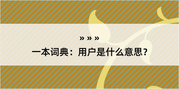 一本词典：用户是什么意思？