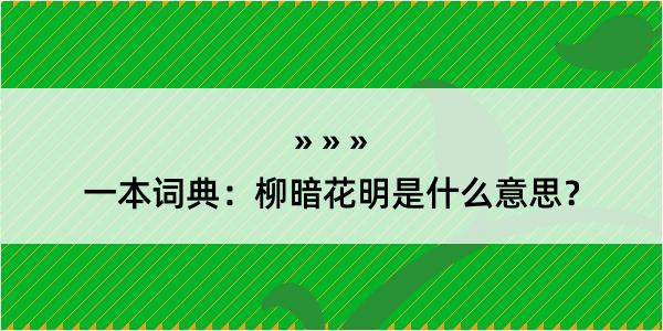 一本词典：柳暗花明是什么意思？