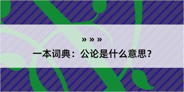 一本词典：公论是什么意思？