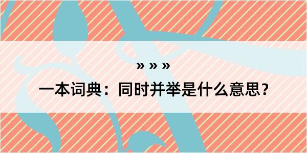 一本词典：同时并举是什么意思？