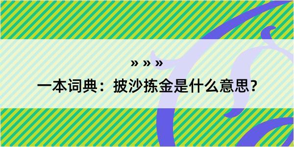 一本词典：披沙拣金是什么意思？